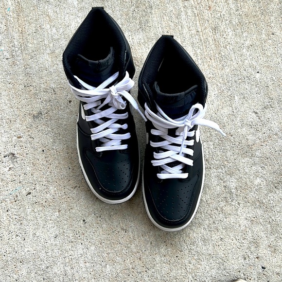 Nike dunks black and white high tops